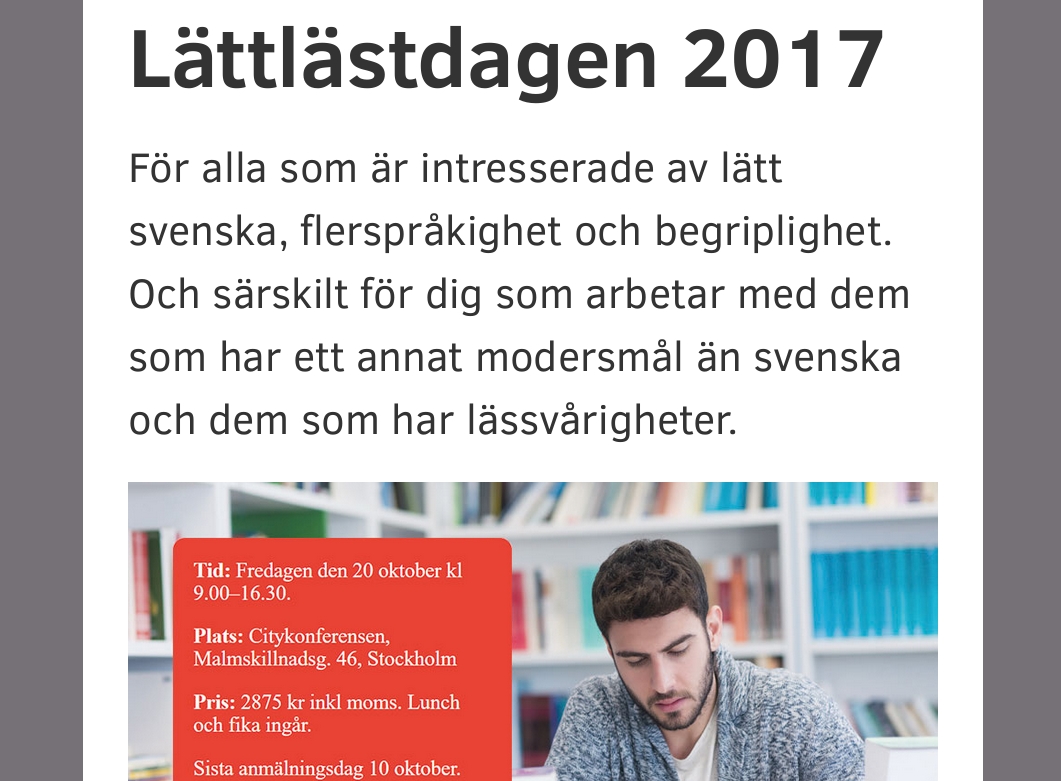 Screen shot av Lättlästdagens hemsida. 